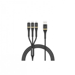 Wiwu Ed-104 3In1 3A Usb Şarj Ve Data Kablosu 1.2M Siyah
