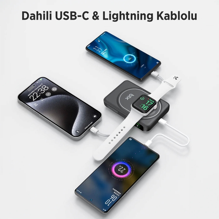 Bix Tpb16 10.000mah 6in1 Manyetik Oled Ekranlı Magsafe Powerbank Siyah Bix Tpb16 10.000mah 6in1 Manyetik Oled Ekranlı Magsafe Powerbank Siyah