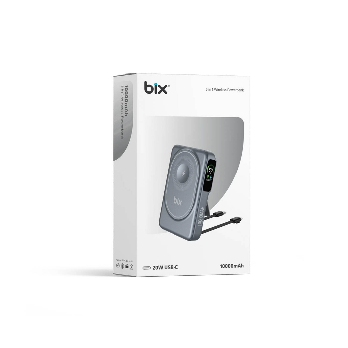 Bix Tpb16 10.000mah 6in1 Manyetik Oled Ekranlı Magsafe Powerbank Gri Bix Tpb16 10.000mah 6in1 Manyetik Oled Ekranlı Magsafe Powerbank Gri
