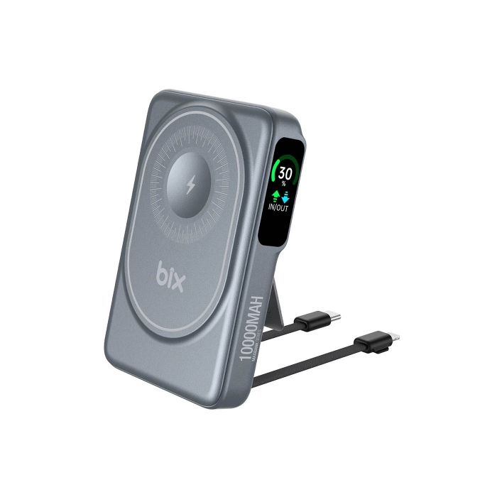 Bix Tpb16 10.000mah 6in1 Manyetik Oled Ekranlı Magsafe Powerbank Gri Bix Tpb16 10.000mah 6in1 Manyetik Oled Ekranlı Magsafe Powerbank Gri