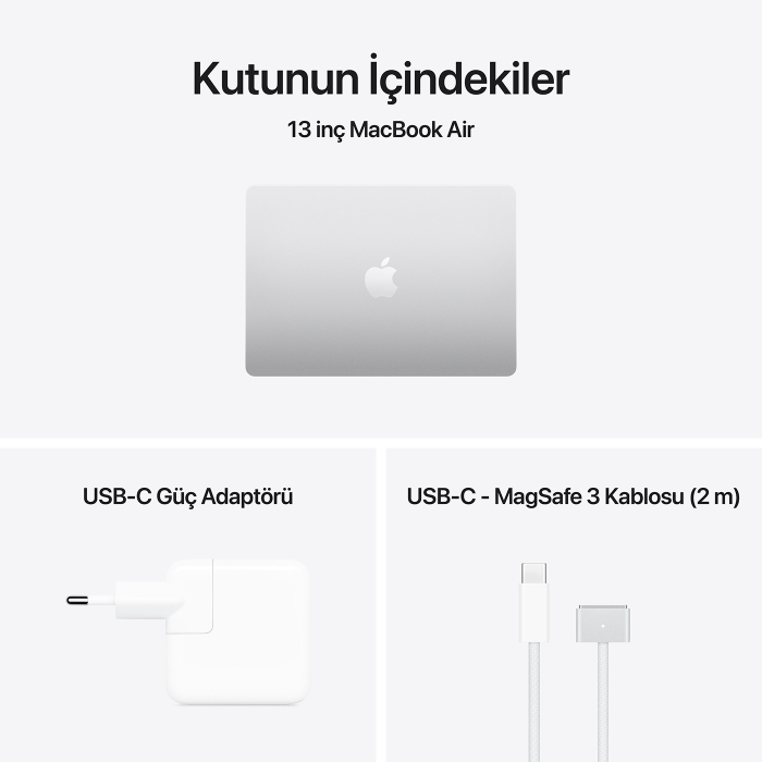 MacBook Air 13.6 inch 10CPU 10GPU M5/16GB/1TB Gümüş MDH84TU/A