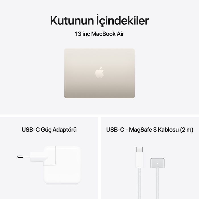 MacBook Air 13.6 inch 10CPU 10GPU M5/24GB/1TB Yıldız Işığı MDHD4TU/A