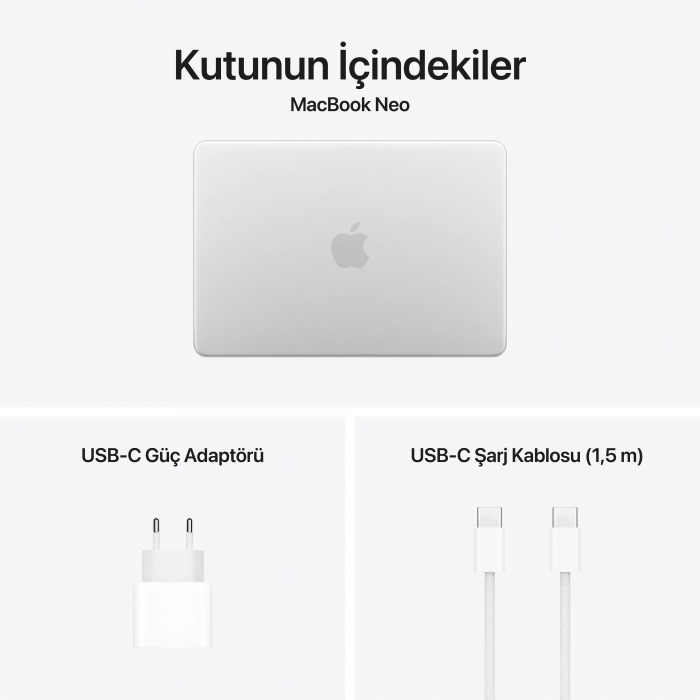 MacBook Neo 13 inch 6CPU 5GPU A18 PRO/8GB/512GB Touch ID Gümüş MHFC4TU/A